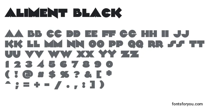 Aliment Black (119149)-fontti – aakkoset, numerot, erikoismerkit