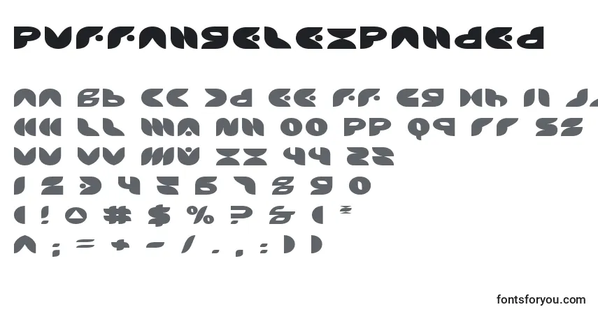 A fonte PuffAngelExpanded – alfabeto, números, caracteres especiais