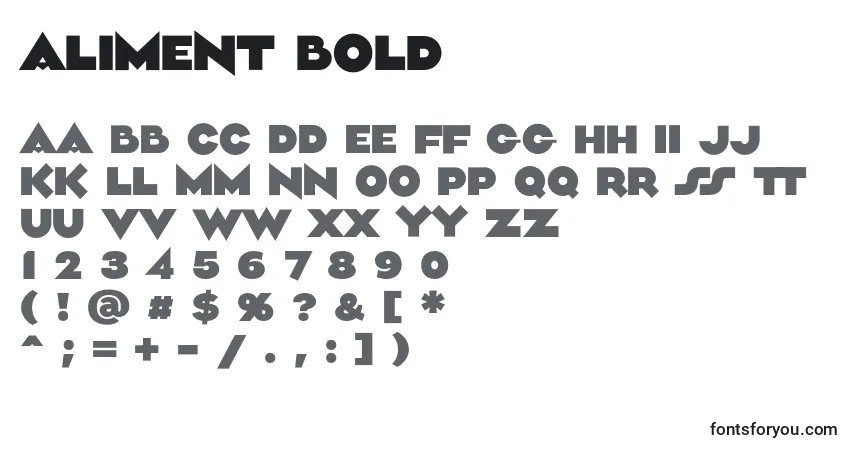 Шрифт Aliment Bold – алфавит, цифры, специальные символы