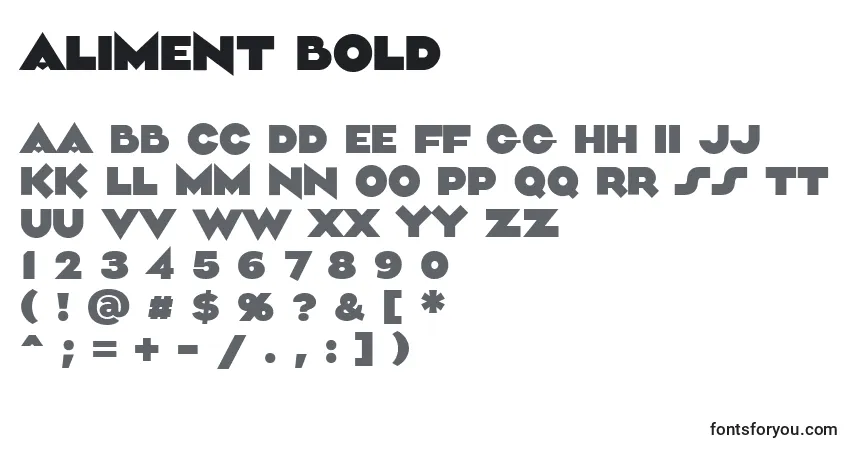 Schriftart Aliment Bold (119151) – Alphabet, Zahlen, spezielle Symbole