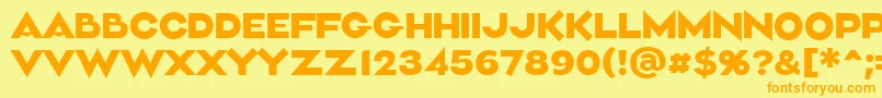 Aliment Medium-Schriftart – Orangefarbene Schriften auf gelbem Hintergrund