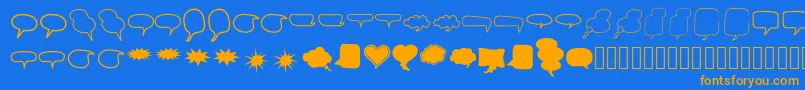 Alin Speech Bubbles 2-Schriftart – Orangefarbene Schriften auf blauem Hintergrund