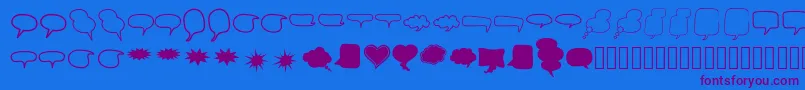 Alin Speech Bubbles 2-Schriftart – Violette Schriften auf blauem Hintergrund