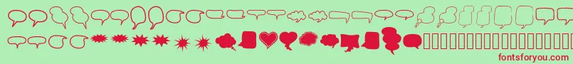 Alin Speech Bubbles 2-Schriftart – Rote Schriften auf grünem Hintergrund