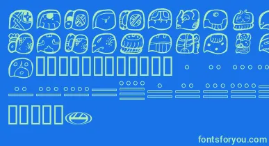 WuujItalic font – Green Fonts On Blue Background