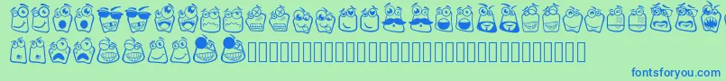 Fonte Alin Square Emoji – fontes azuis em um fundo verde