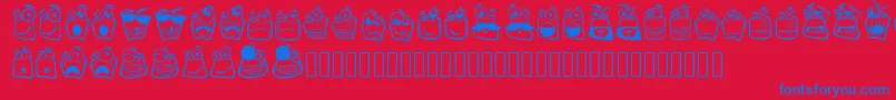 Fonte Alin Square Emoji – fontes azuis em um fundo vermelho