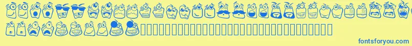 Fonte Alin Square Emoji – fontes azuis em um fundo amarelo