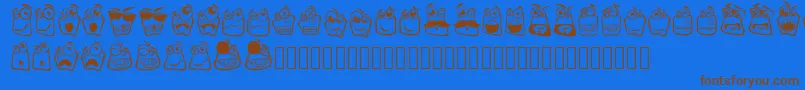 Alin Square Emoji-Schriftart – Braune Schriften auf blauem Hintergrund