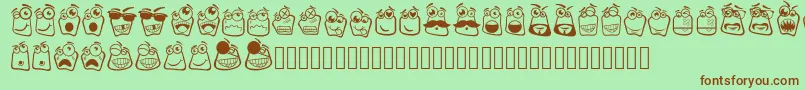 Fonte Alin Square Emoji – fontes marrons em um fundo verde
