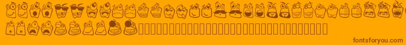 Alin Square Emoji-Schriftart – Braune Schriften auf orangefarbenem Hintergrund