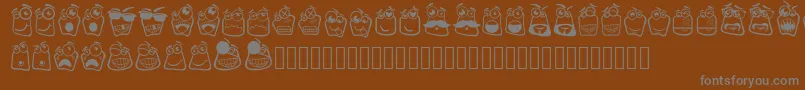 Alin Square Emoji-fontti – harmaat kirjasimet ruskealla taustalla