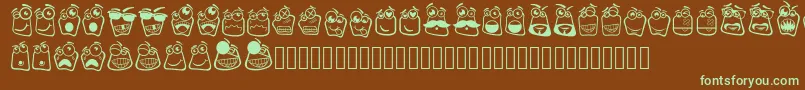 Alin Square Emoji-fontti – vihreät fontit ruskealla taustalla