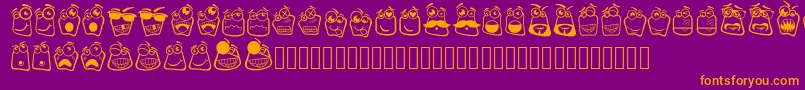 fuente Alin Square Emoji – Fuentes Naranjas Sobre Fondo Morado