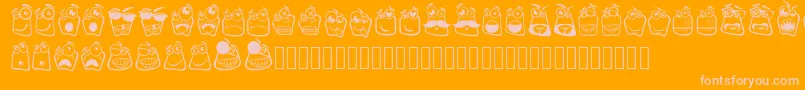 Alin Square Emoji-Schriftart – Rosa Schriften auf orangefarbenem Hintergrund
