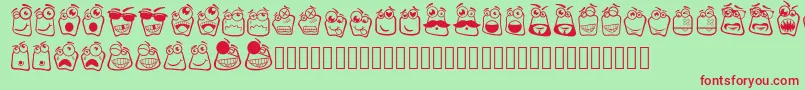 Fonte Alin Square Emoji – fontes vermelhas em um fundo verde
