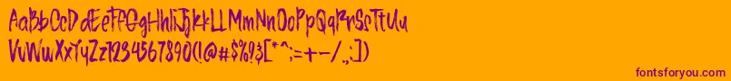 ALINEA TYPEFACE-fontti – violetit fontit oranssilla taustalla