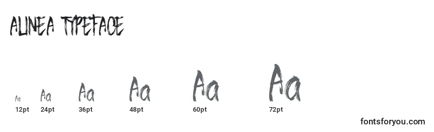 Размеры шрифта ALINEA TYPEFACE