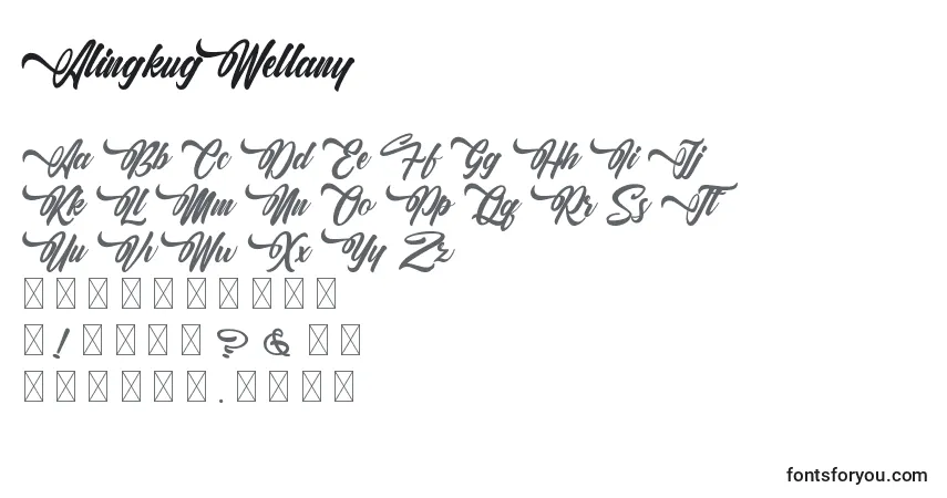 Schriftart AlingkugWellany – Alphabet, Zahlen, spezielle Symbole