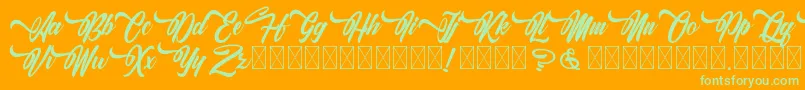 Czcionka AlingkugWellany – zielone czcionki na pomarańczowym tle