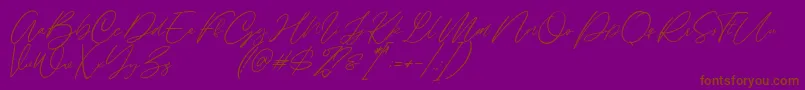 Alinnea Demo-Schriftart – Braune Schriften auf violettem Hintergrund