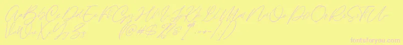 Alinnea Demo-Schriftart – Rosa Schriften auf gelbem Hintergrund