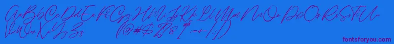 Alinnea Demo-Schriftart – Violette Schriften auf blauem Hintergrund