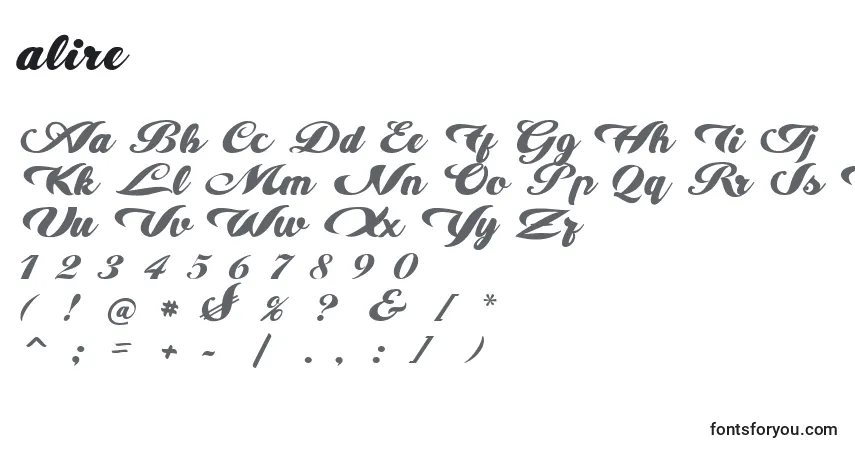 Czcionka Alire – alfabet, cyfry, specjalne znaki