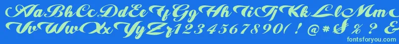 alire Font – Green Fonts on Blue Background