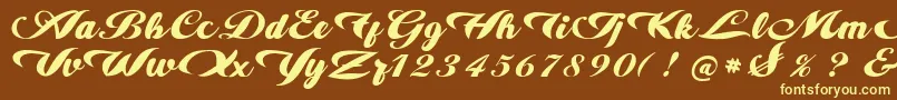 alire-fontti – keltaiset fontit ruskealla taustalla