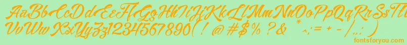 Alisandra Demo-Schriftart – Orangefarbene Schriften auf grünem Hintergrund