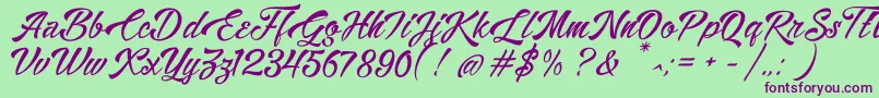 Alisandra Demo-Schriftart – Violette Schriften auf grünem Hintergrund