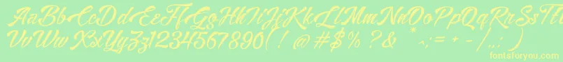 Alisandra Demo-Schriftart – Gelbe Schriften auf grünem Hintergrund