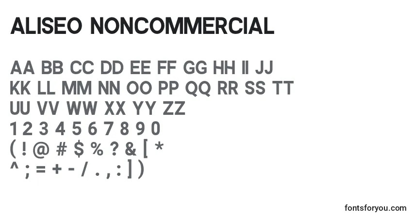 Czcionka ALISEO NonCommercial – alfabet, cyfry, specjalne znaki