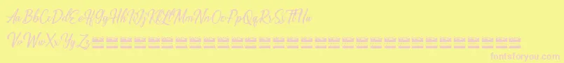 Alishader demo Font – Pink Fonts on Yellow Background