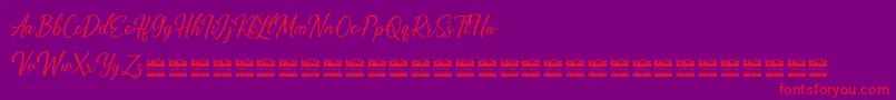 Alishader demo-Schriftart – Rote Schriften auf violettem Hintergrund