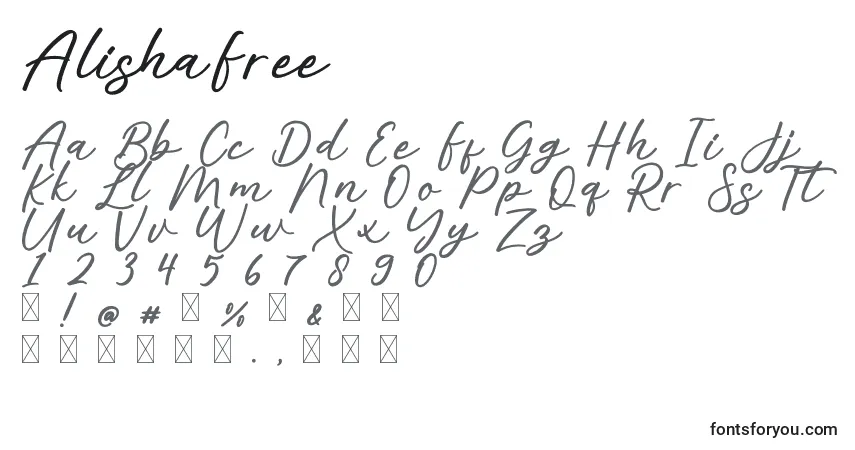Schriftart AlishaFree – Alphabet, Zahlen, spezielle Symbole
