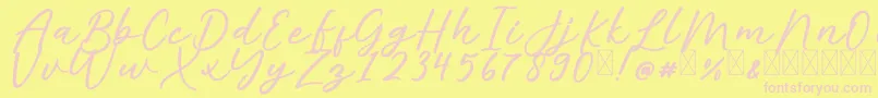 AlishaFree-fontti – vaaleanpunaiset fontit keltaisella taustalla