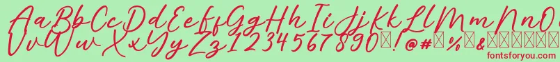 AlishaFree Font – Red Fonts on Green Background