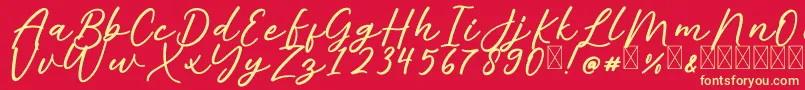 フォントAlishaFree – 黄色の文字、赤い背景