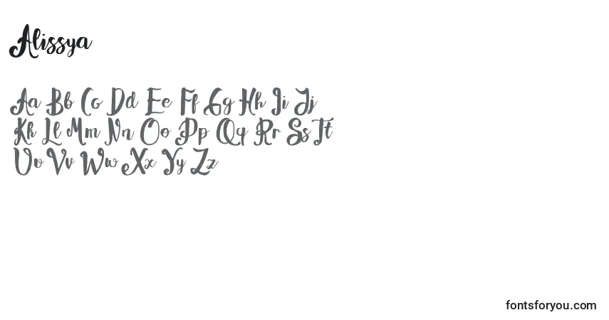 Fuente Alissya - alfabeto, números, caracteres especiales