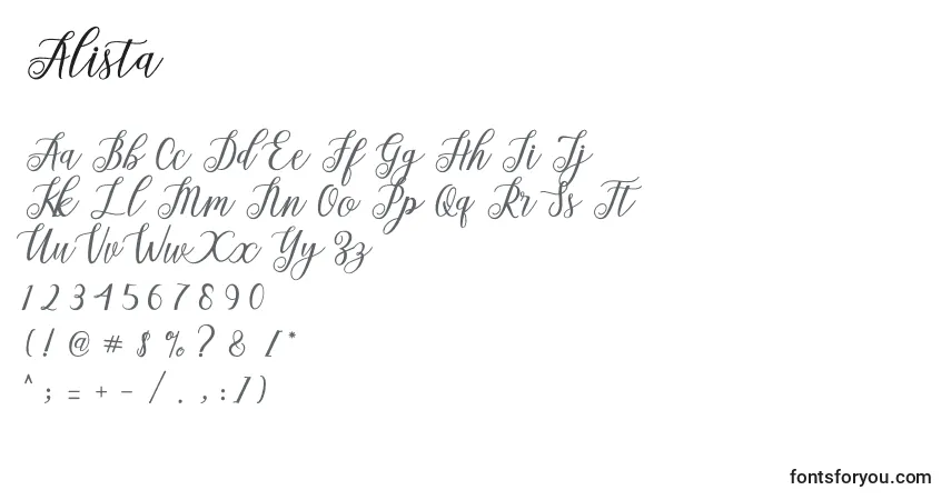 A fonte Alista  – alfabeto, números, caracteres especiais