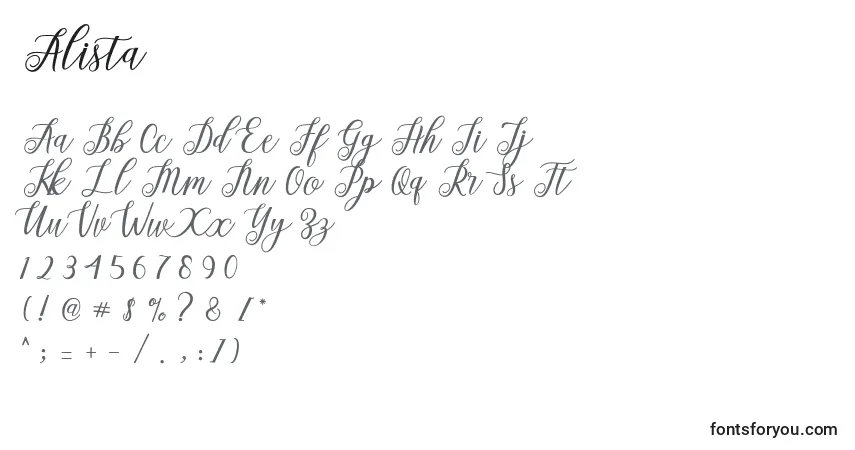Schriftart Alista  (119173) – Alphabet, Zahlen, spezielle Symbole