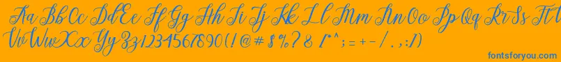 Alista -Schriftart – Blaue Schriften auf orangefarbenem Hintergrund