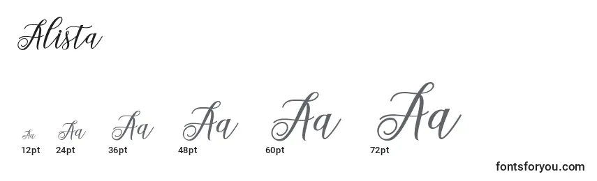 Размеры шрифта Alista  (119173)