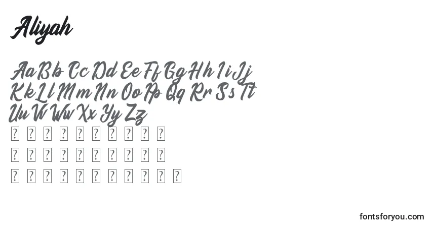 Aliyah-fontti – aakkoset, numerot, erikoismerkit
