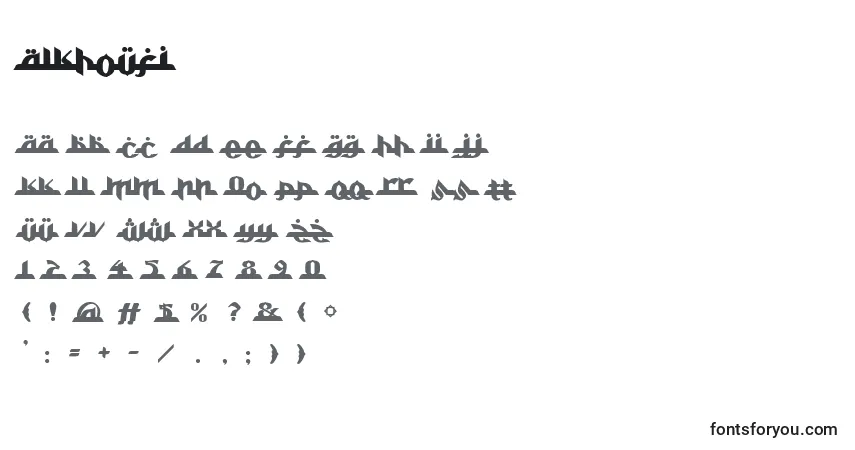 A fonte Alkhoufi – alfabeto, números, caracteres especiais