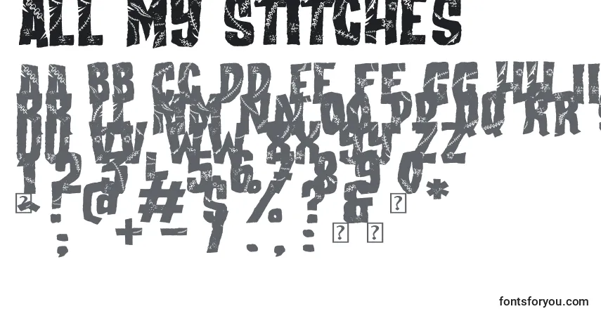 Schriftart All my Stitches – Alphabet, Zahlen, spezielle Symbole