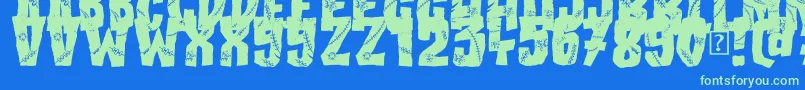 Fonte All my Stitches – fontes verdes em um fundo azul