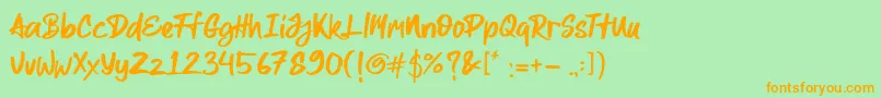 All Pony Font – Orange Fonts on Green Background